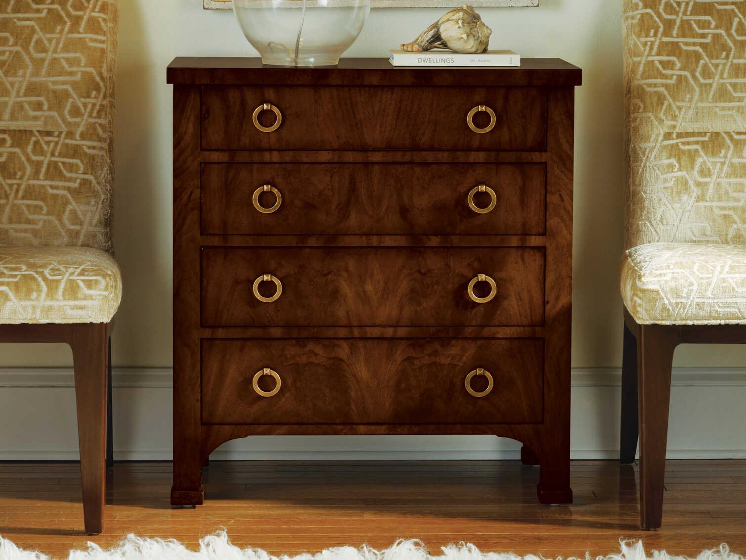 Modern History Home Biedermeier Walnut Brown Wood Accent Chest