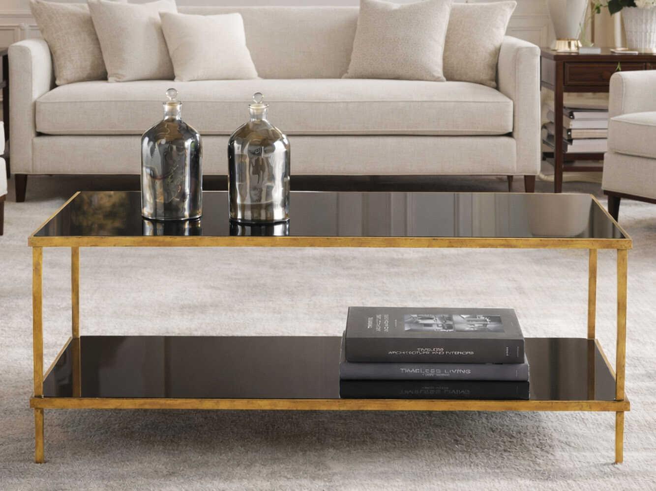 Modern History Home Rectangular Glass Gold Leaf Coffee Table