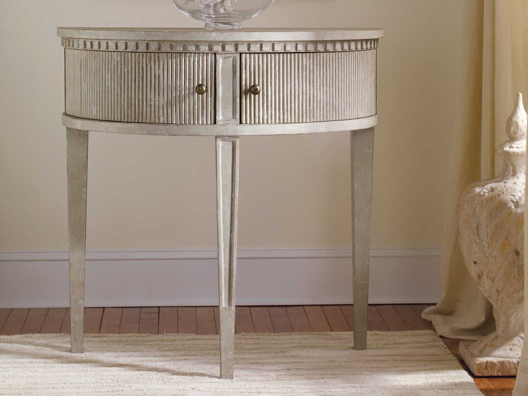 Modern History Home Gustavian Demilune Wood Antique Grey Painted Console Table