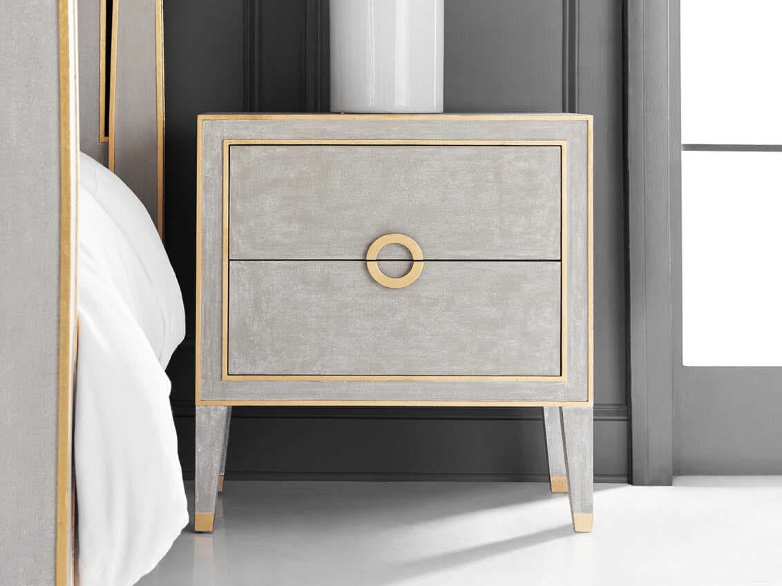 Modern History Home Retro 2-Drawers Gray Nightstand