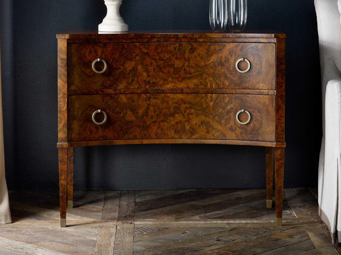 Modern History Home Concave Brown Walnut Wood Accent Chest