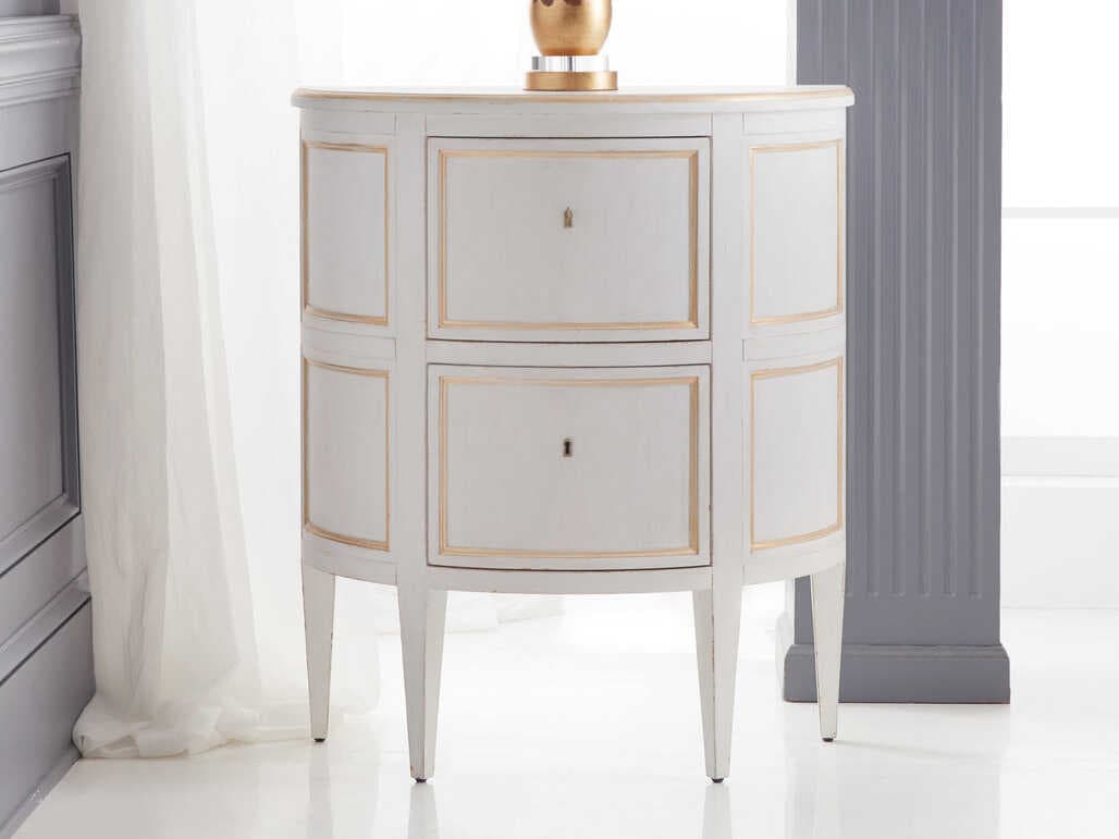 Modern History Home Covington Demilune Wood White Painted Console Table