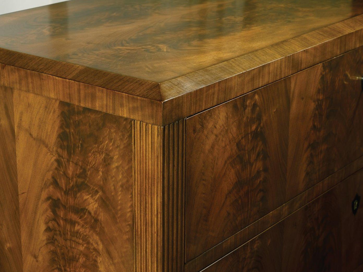 Modern History Home Italian Brown Walnut Wood Commode