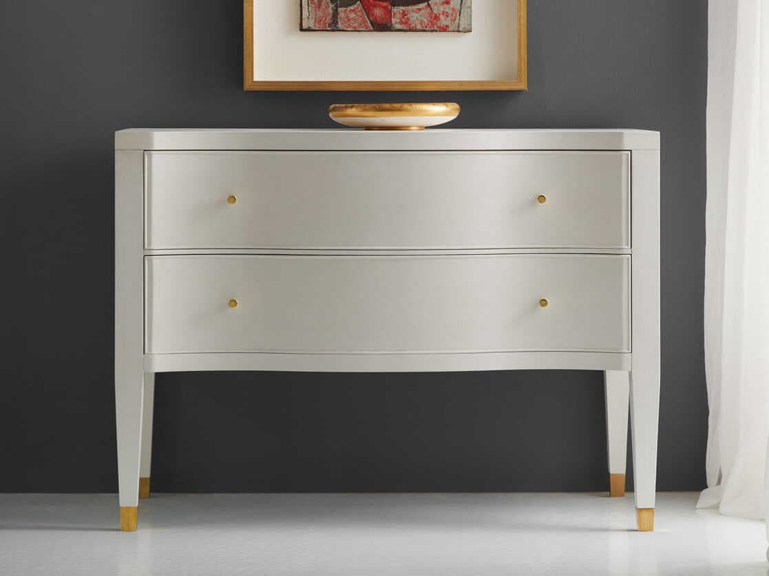 Modern History Home Serpentine Painted Linen Texture White Accent Chest