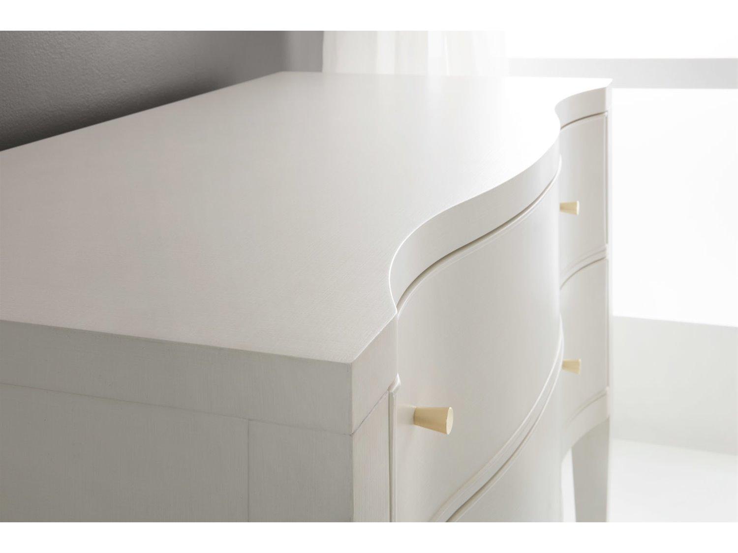 Modern History Home Serpentine Painted Linen Texture White Accent Chest