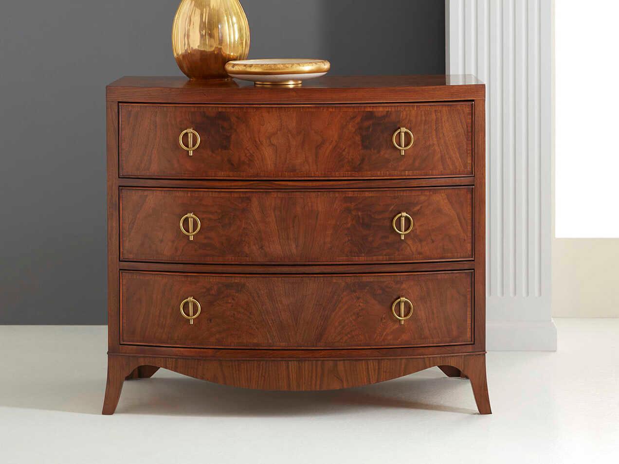 Modern History Home Bowfront Brown Walnut Wood Accent Chest