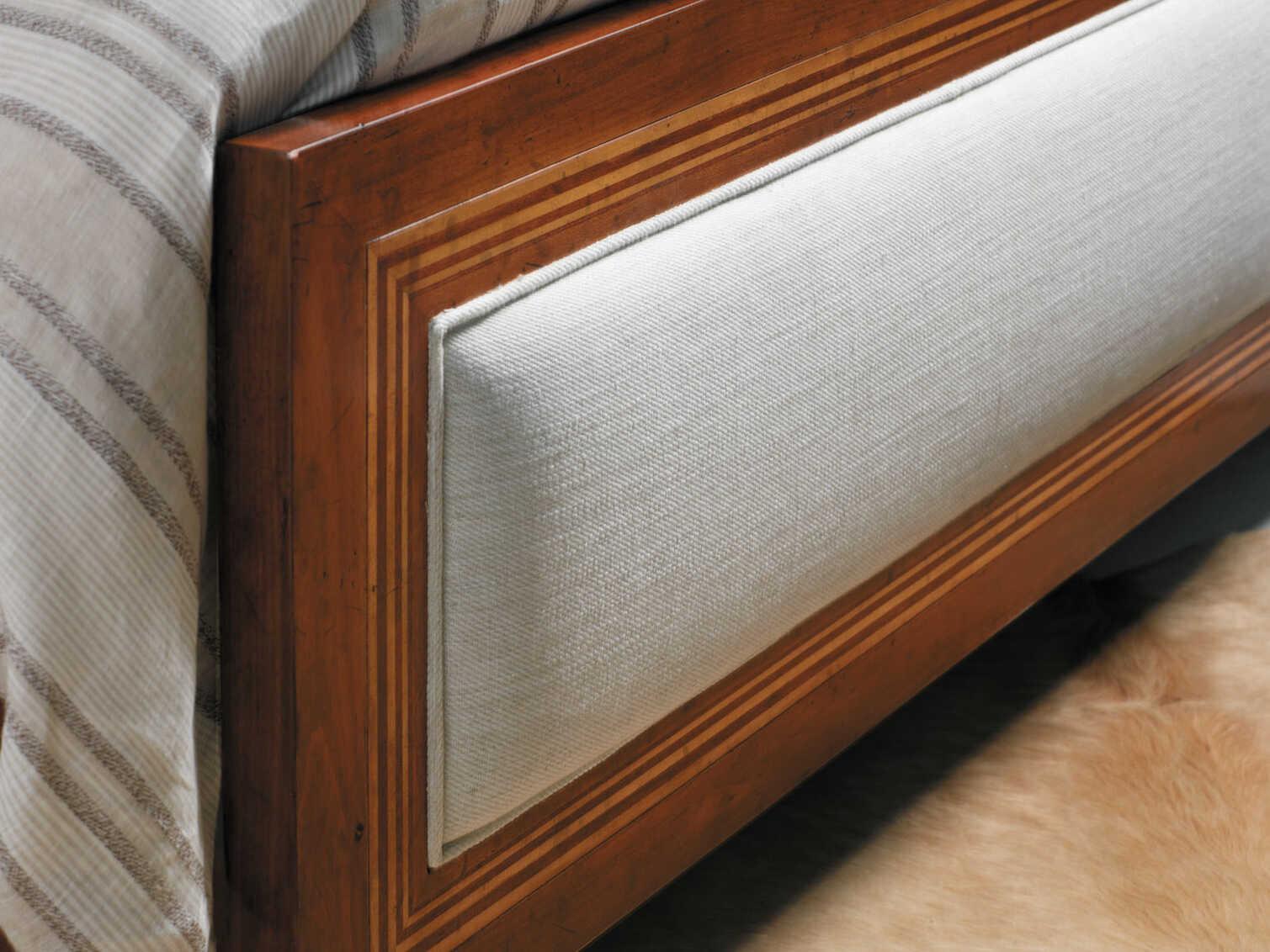 Modern History Home Milan Brown Fruitwood Upholstered Queen Panel Bed