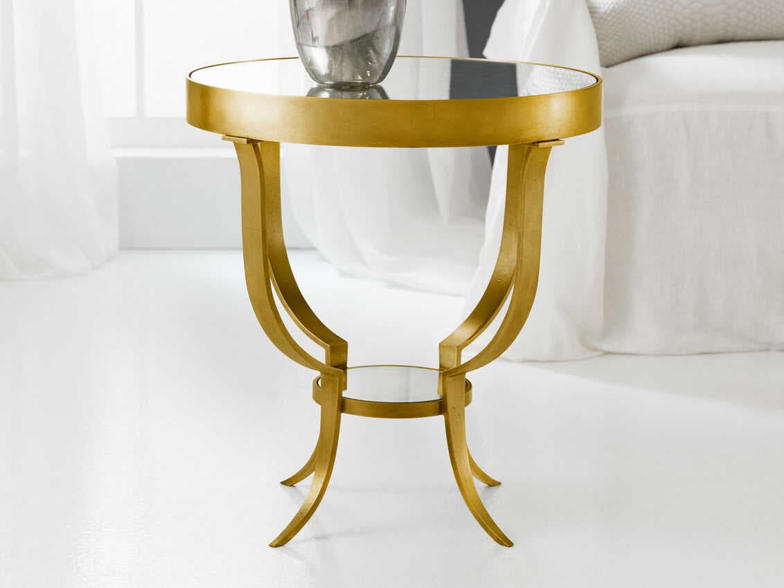 Modern History Home Gueridon Round Mirror End Table