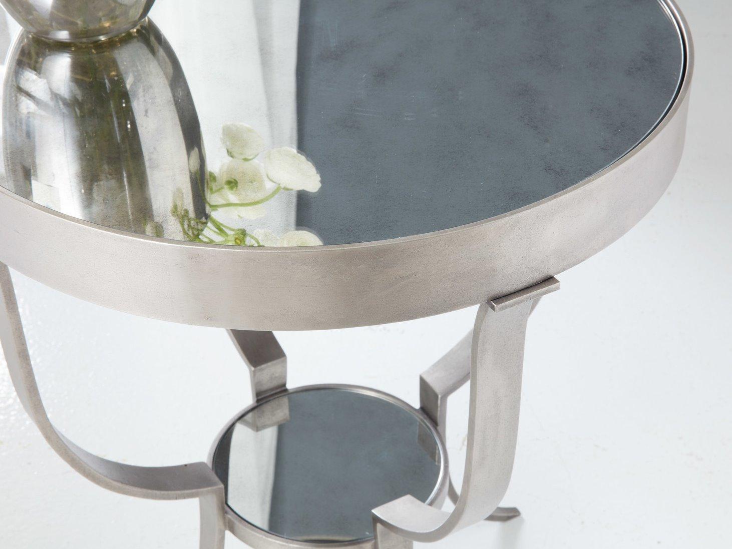 Modern History Home Gueridon Round Mirror End Table