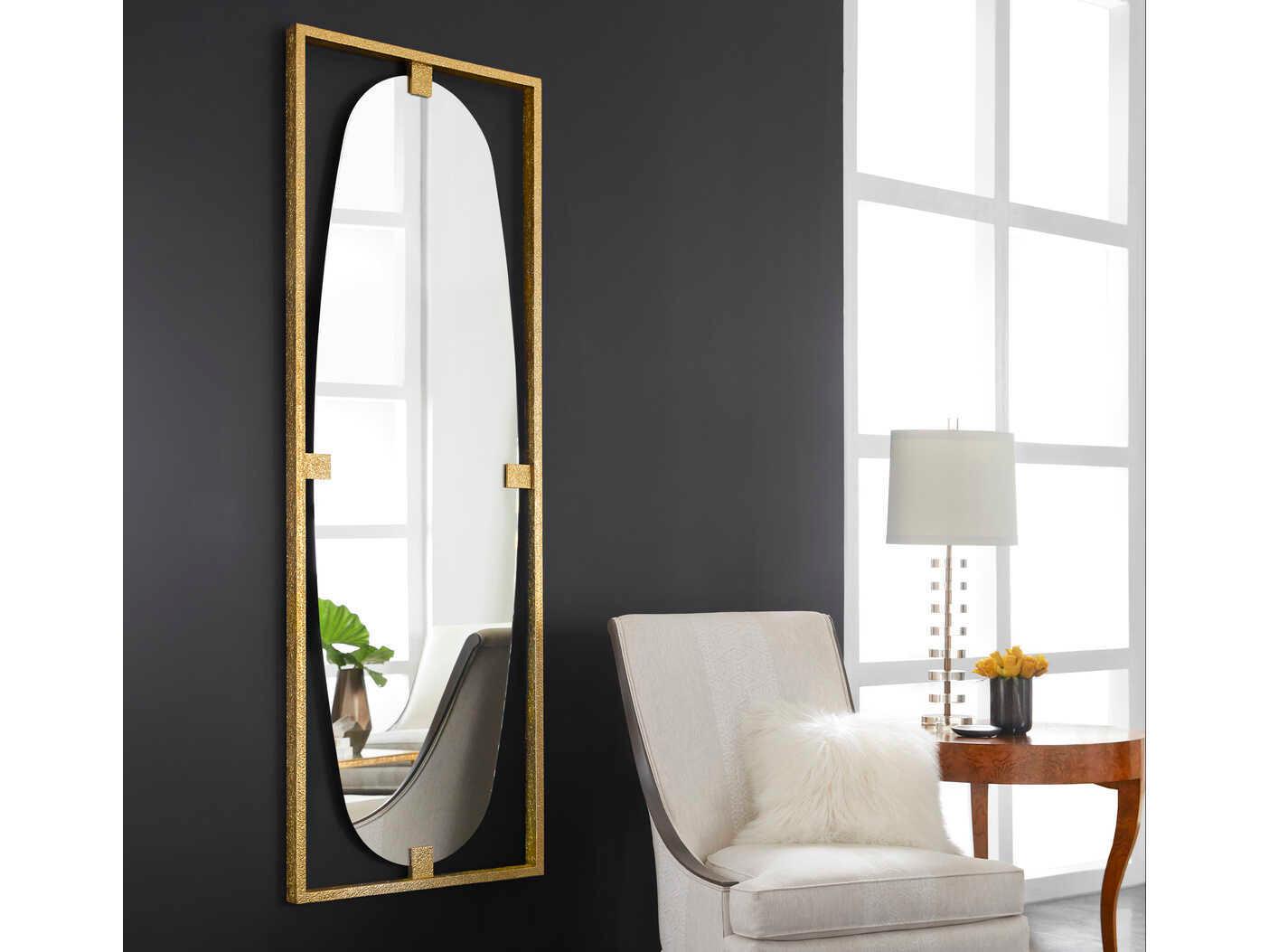 Modern History Home Paolo Textured Antique Brass Rectangular Wall Mirror