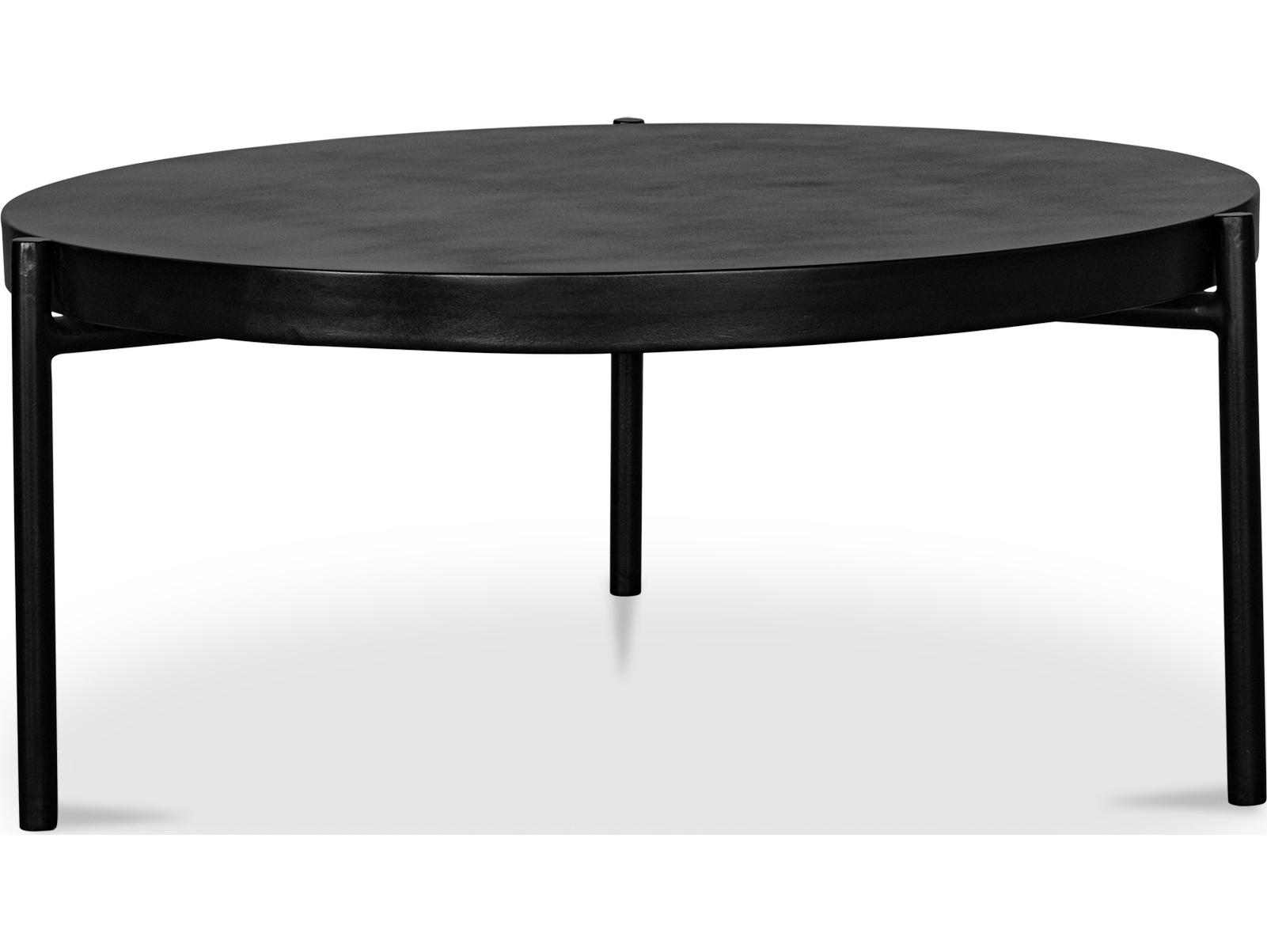 Moe's Home Outdoor Mendez Black Concrete Steel Round Coffee Table