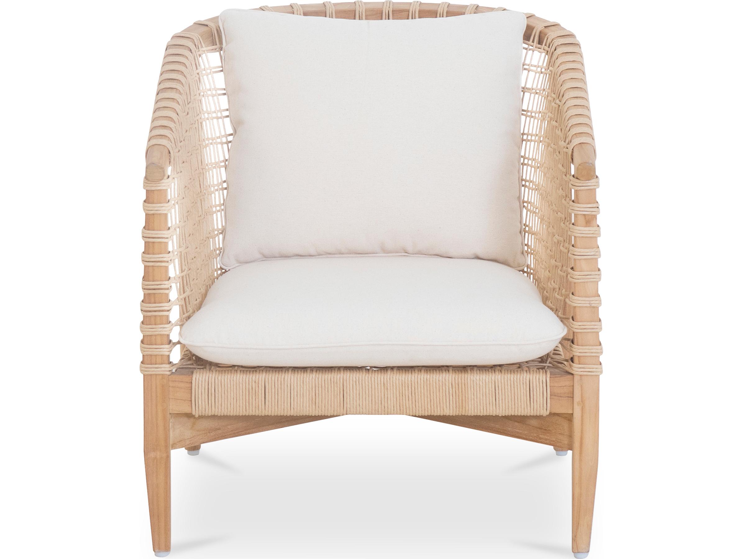 Moe's Home Outdoor Natural Polypropylene Teak Wicker Cushion Lounge Chair