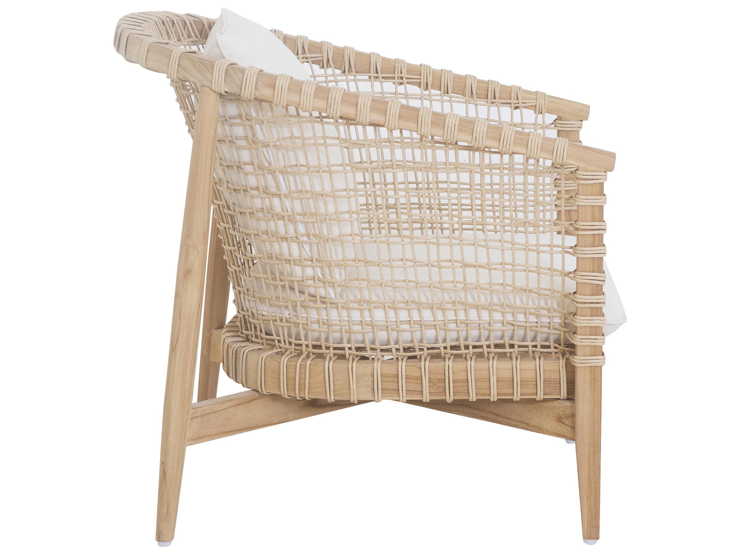 Moe's Home Outdoor Natural Polypropylene Teak Wicker Cushion Lounge Chair