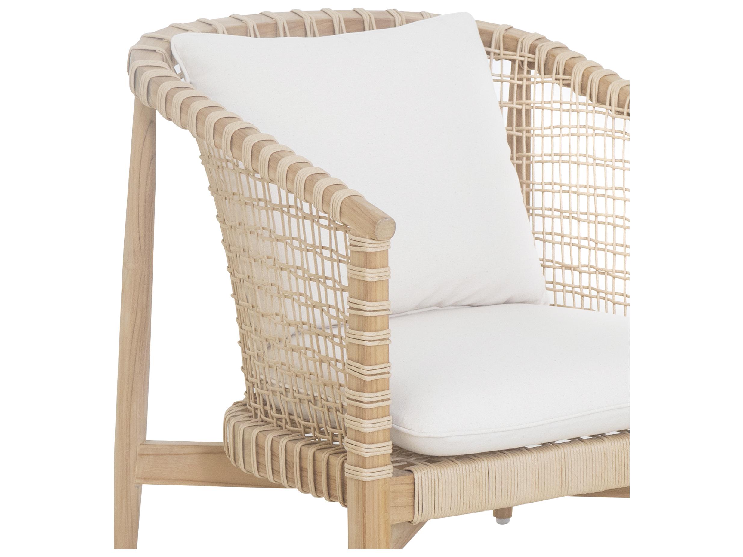 Moe's Home Outdoor Natural Polypropylene Teak Wicker Cushion Lounge Chair