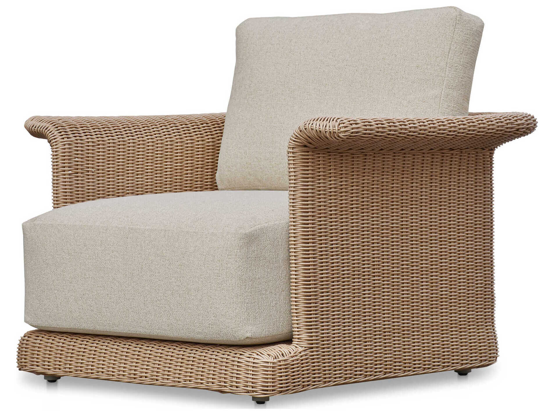 Moe's Home Outdoor Meredith Beige Wicker Cushion Lounge Chair