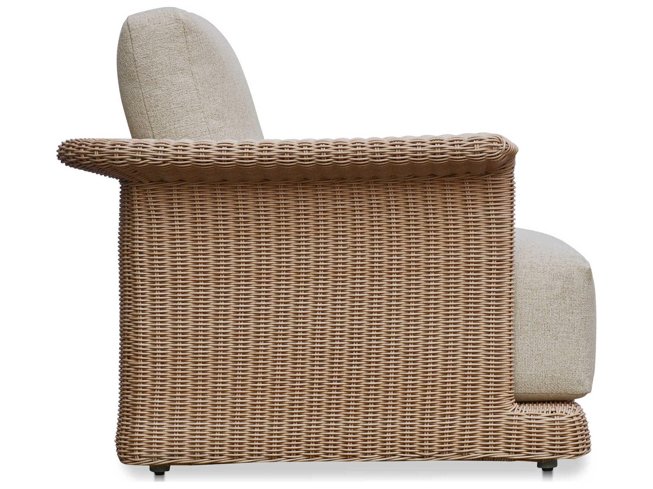 Moe's Home Outdoor Meredith Beige Wicker Cushion Lounge Chair