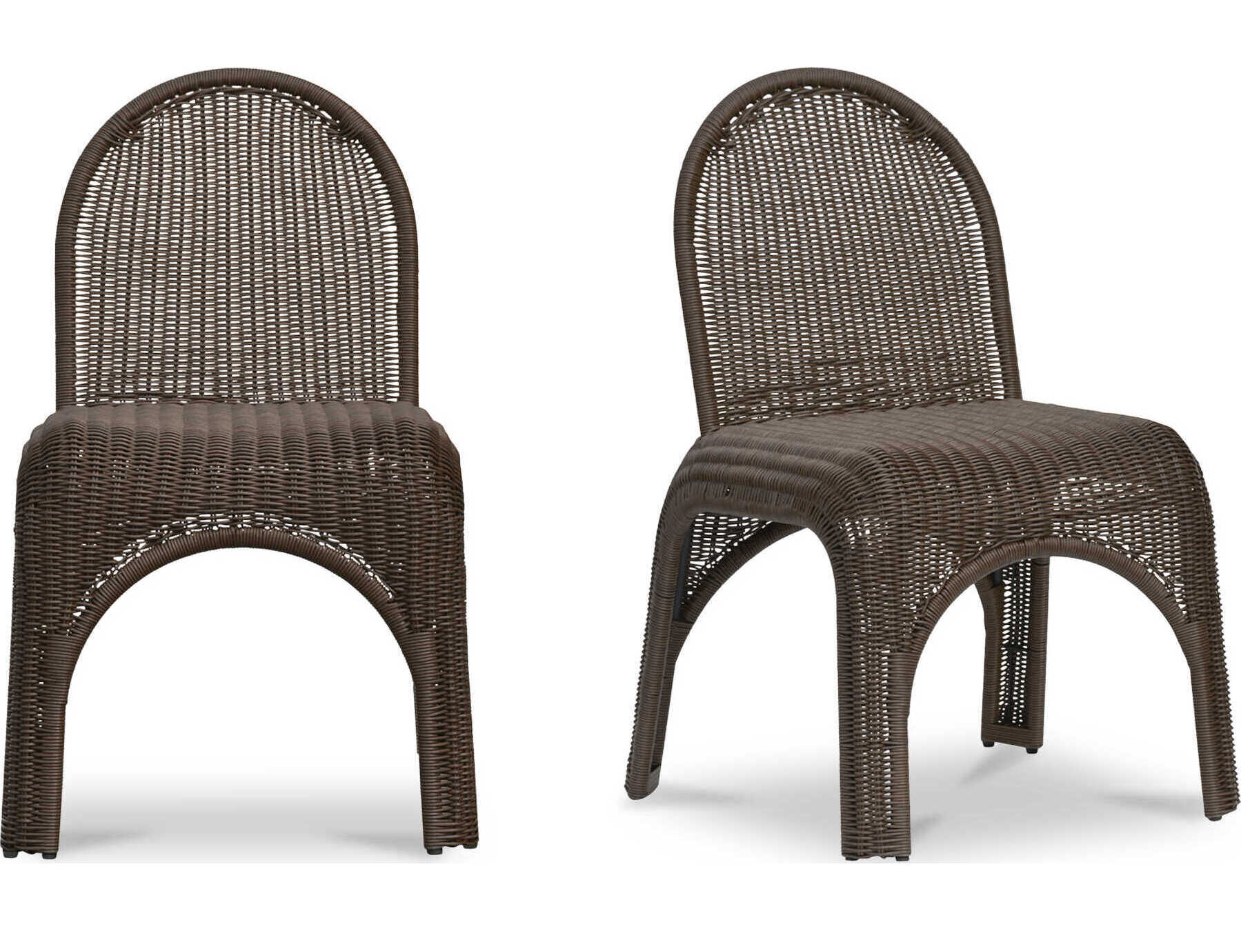 Moe's Home Outdoor Kendall Brown Wicker Dining Chair Set of 2