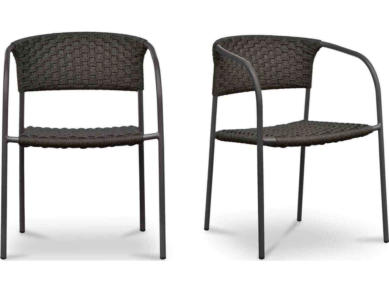 Moe's Home Outdoor Zola Brown Steel Wicker Dining Chair Set of 2