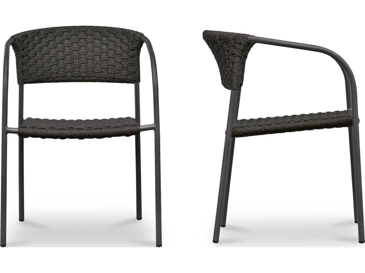 Moe's Home Outdoor Zola Brown Steel Wicker Dining Chair Set of 2