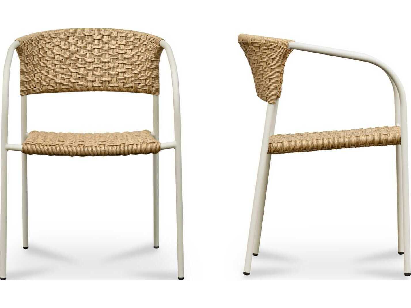 Moe's Home Outdoor Zola Natural Steel Wicker Dining Chair Set of 2