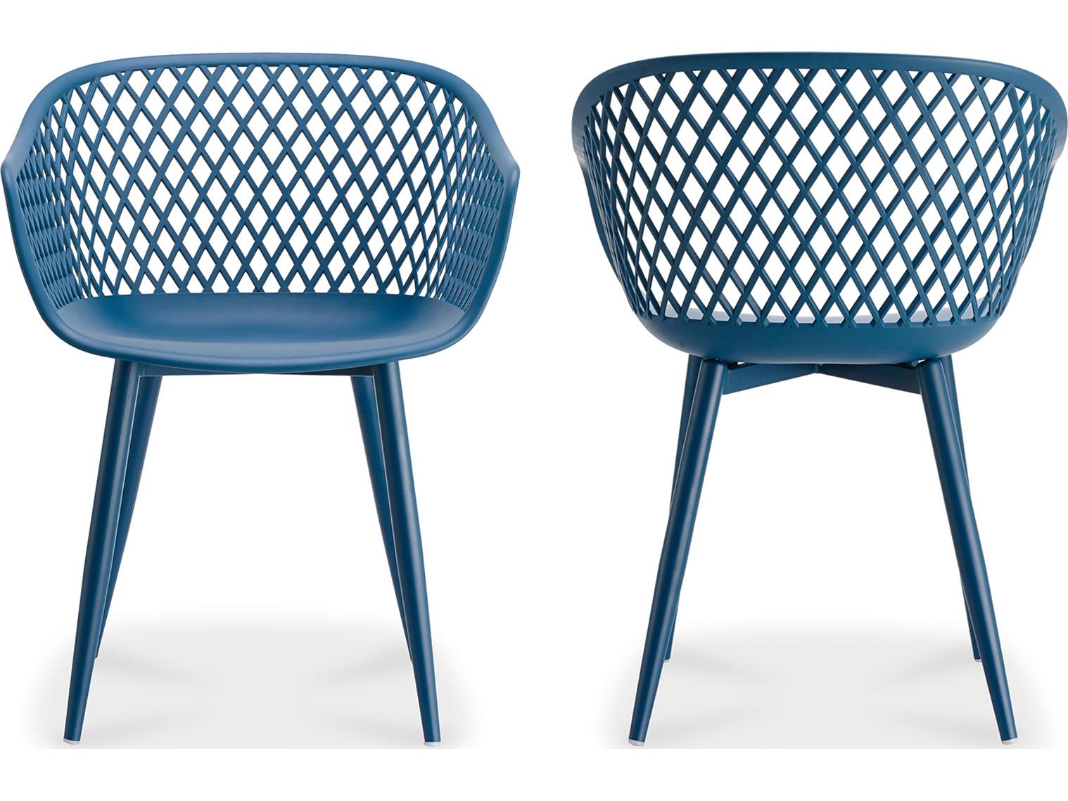 Moe's Home Outdoor Piazza Blue Arm Dining Chair - Set of Two