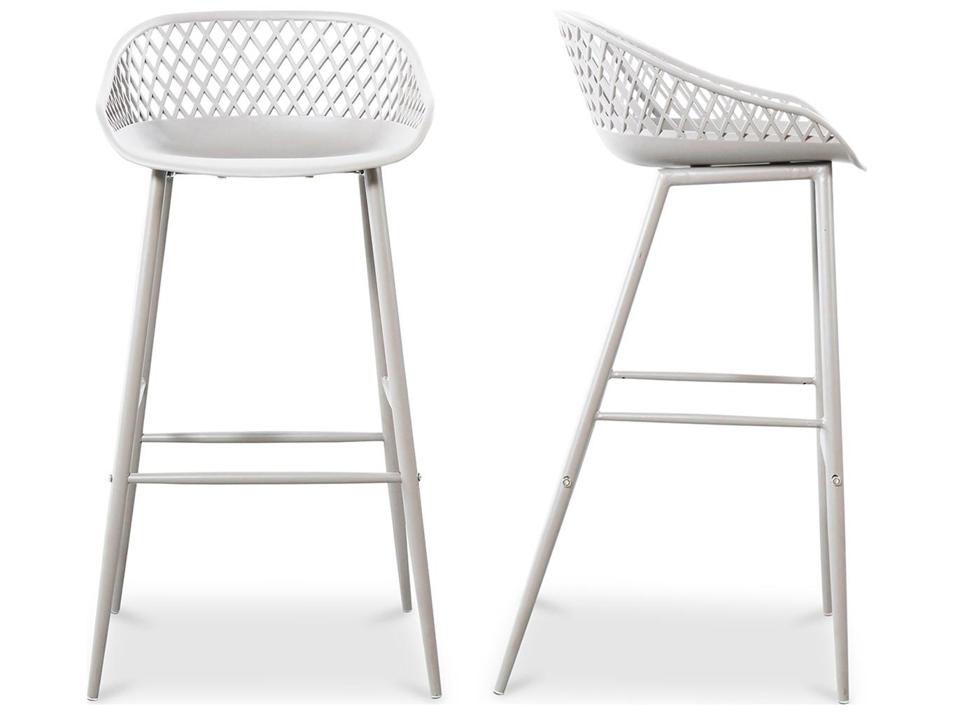 Moe's Home Outdoor Piazza White Arm Bar Stool - Set of Two