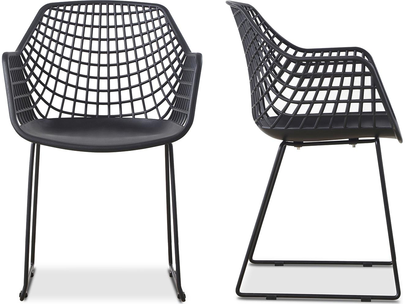 Moe's Home Outdoor Honolulu Black Arm Dining Chair - Set of Two