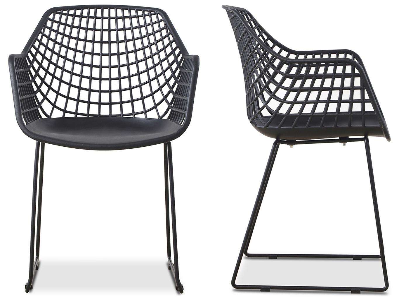 Moe's Home Outdoor Honolulu Black Arm Dining Chair - Set of Two