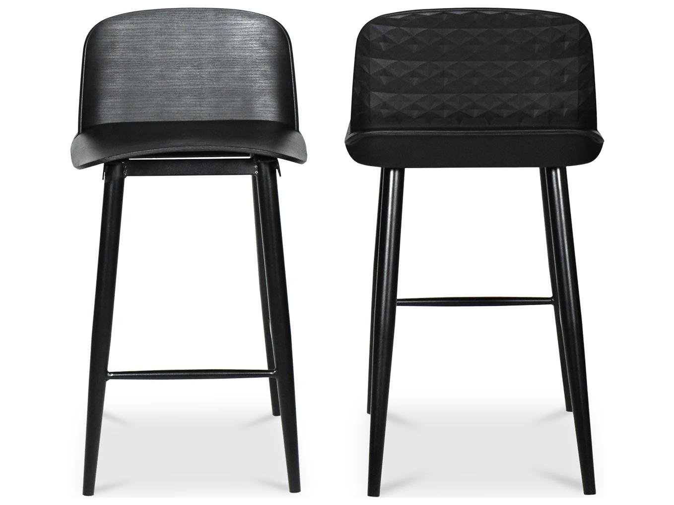 Moe's Home Outdoor Black Recycled Plastic Steel Counter Stool - Set of Two