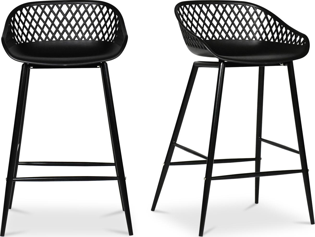 Moe's Home Outdoor Black Recycled Plastic Steel Counter Stool - Set of Two