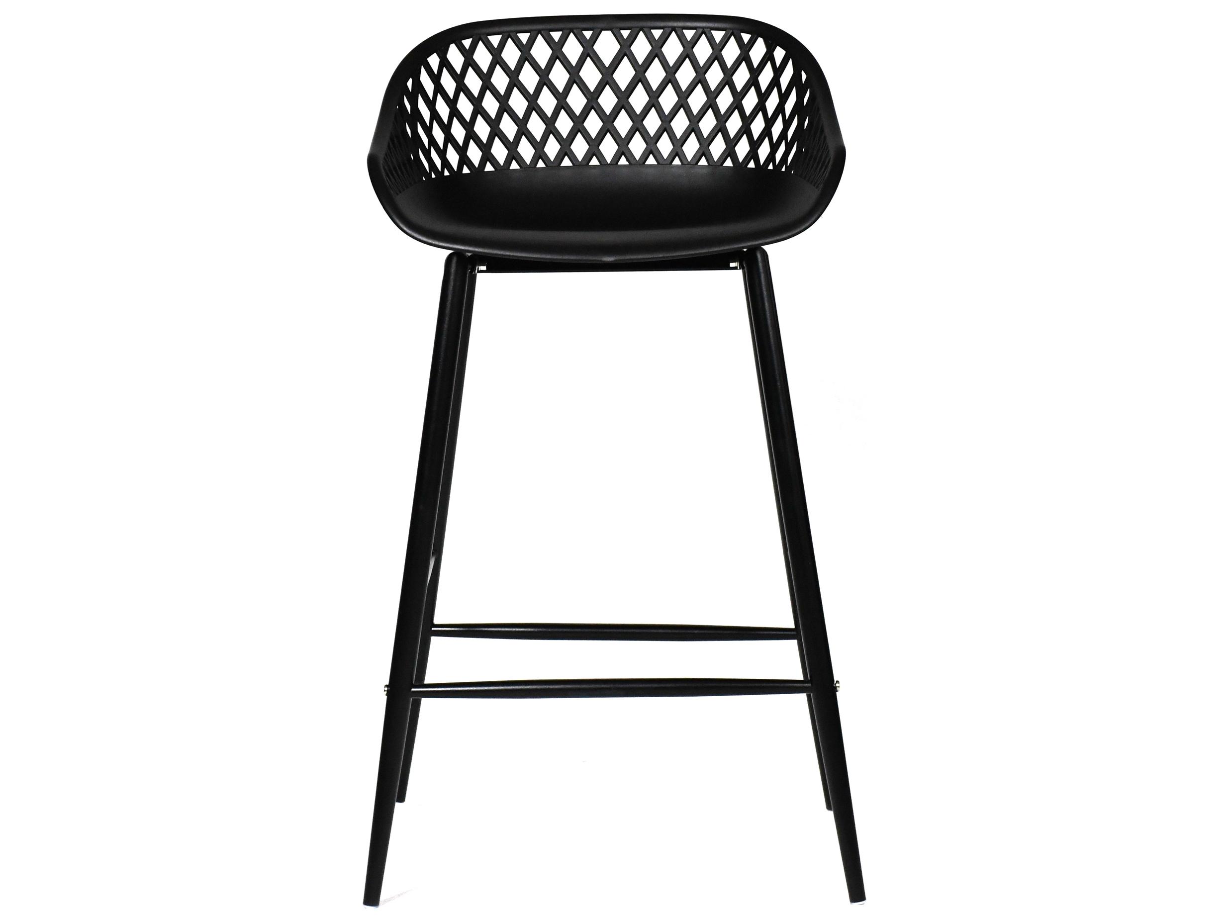 Moe's Home Outdoor Black Recycled Plastic Steel Counter Stool - Set of Two