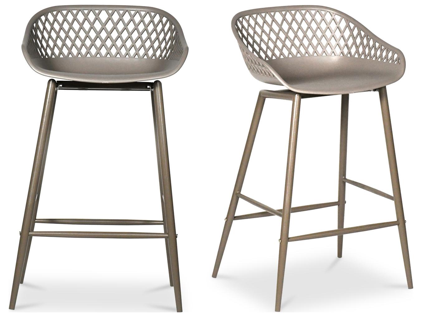 Moe's Home Outdoor Grey Recycled Plastic Steel Counter Stool - Set of Two