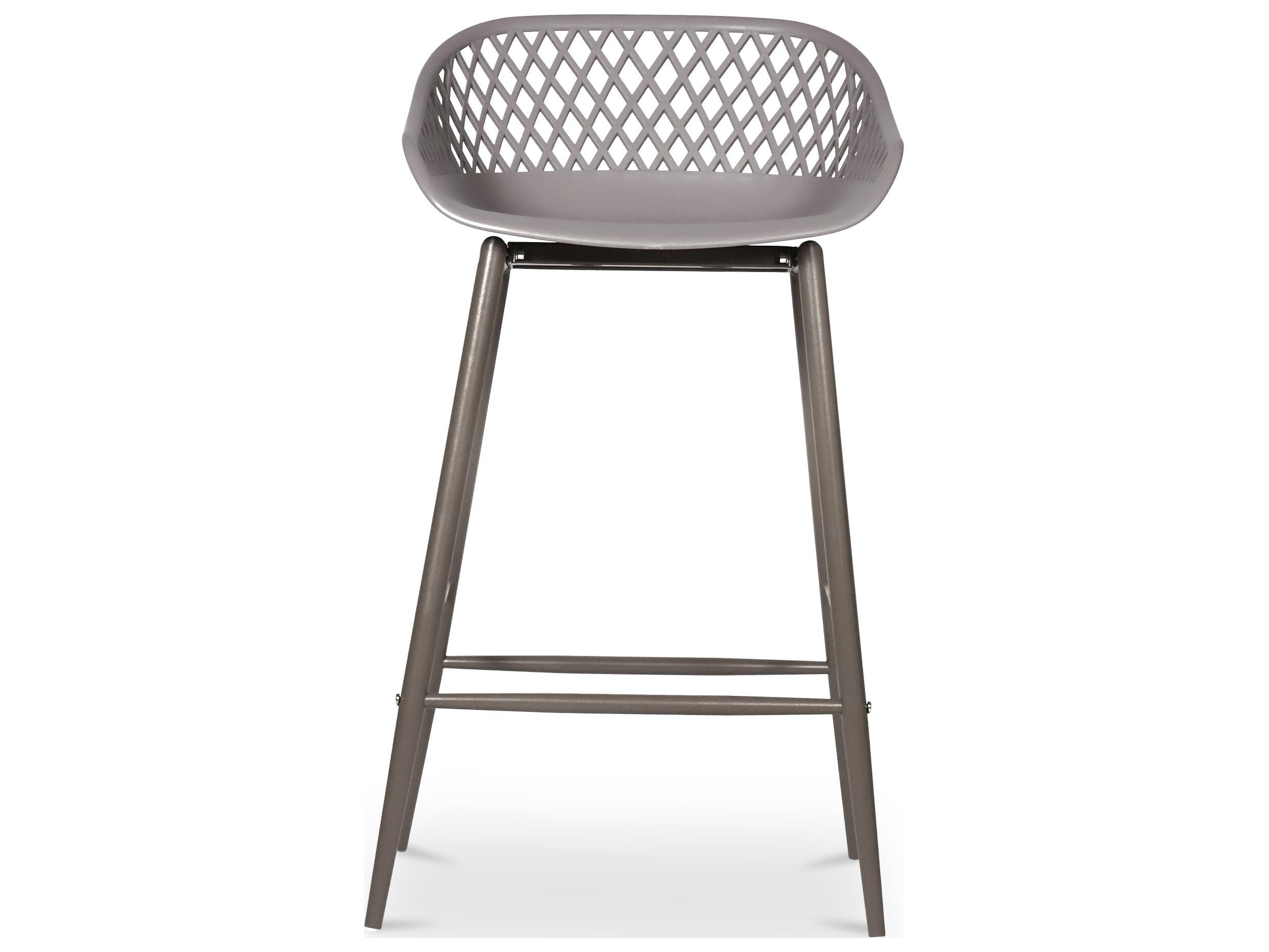 Moe's Home Outdoor Grey Recycled Plastic Steel Counter Stool - Set of Two