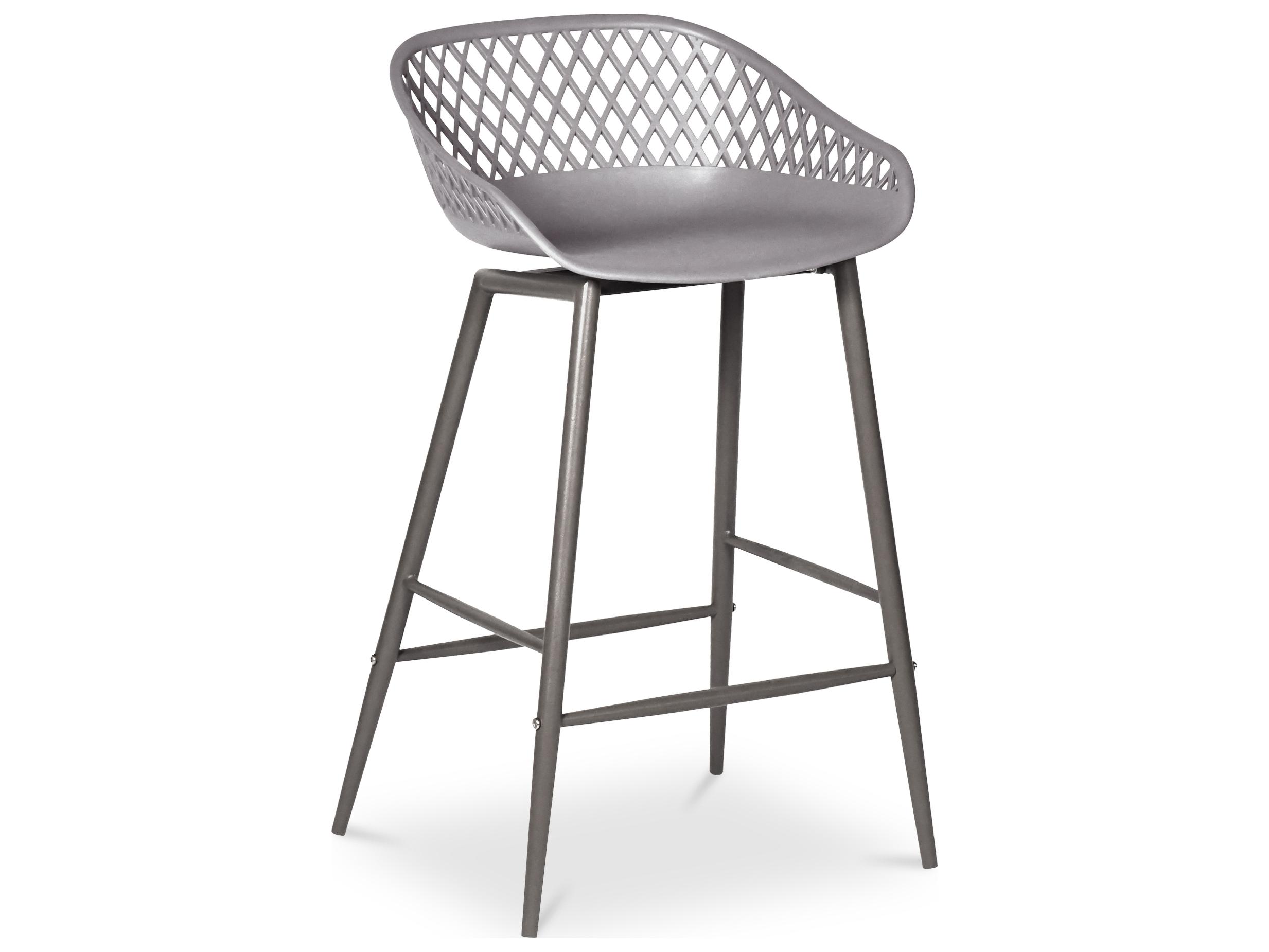 Moe's Home Outdoor Grey Recycled Plastic Steel Counter Stool - Set of Two