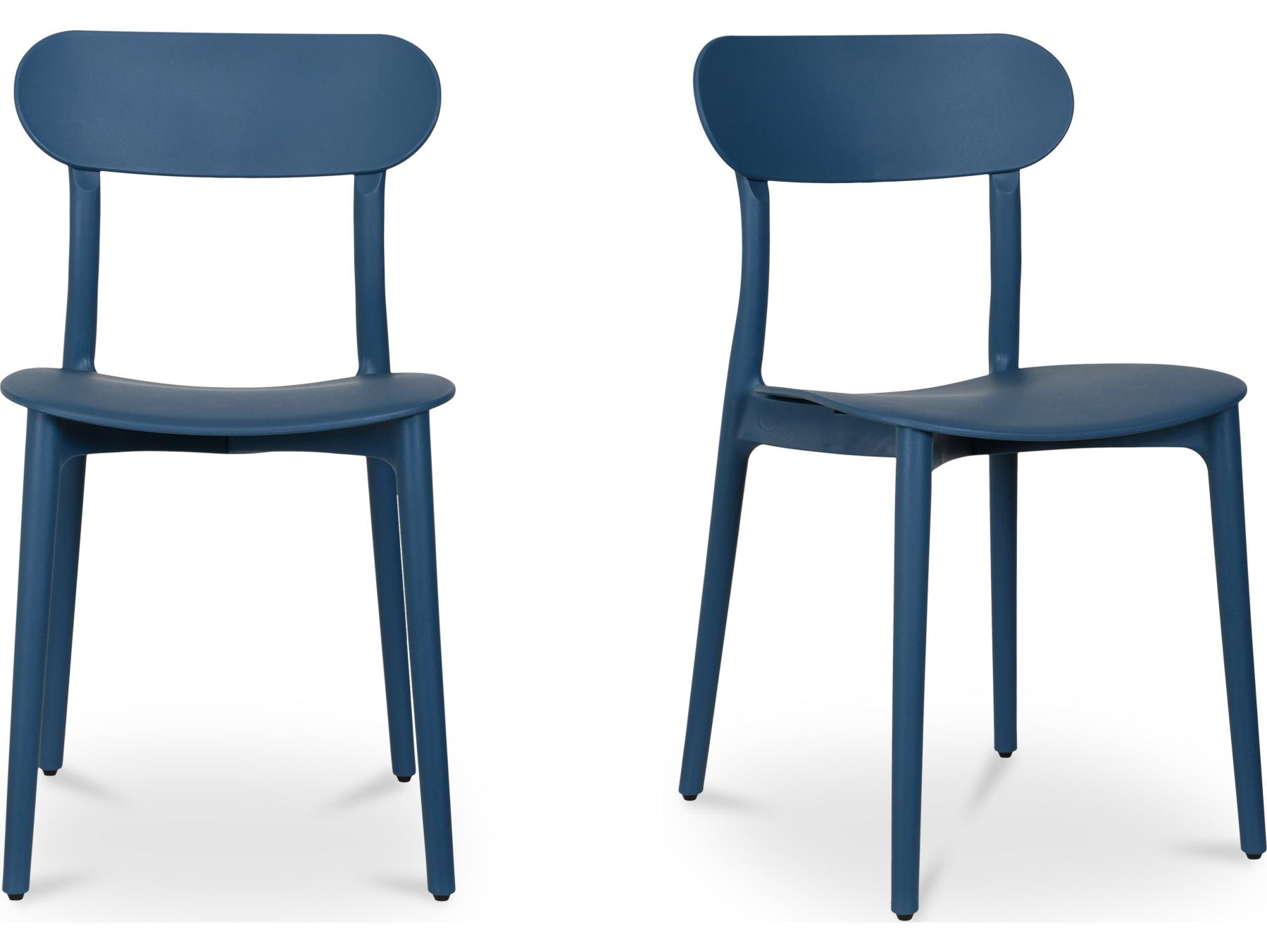 Moe's Home Outdoor Kent 20.5"W Dining Chair Navy - Set of Two