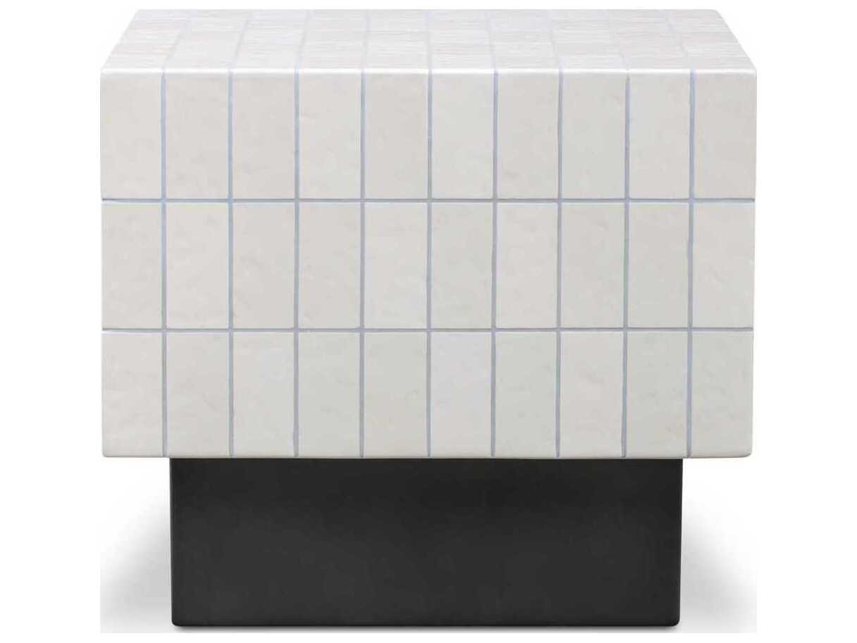 Moe's Home Outdoor Farren White Concrete Square End Table