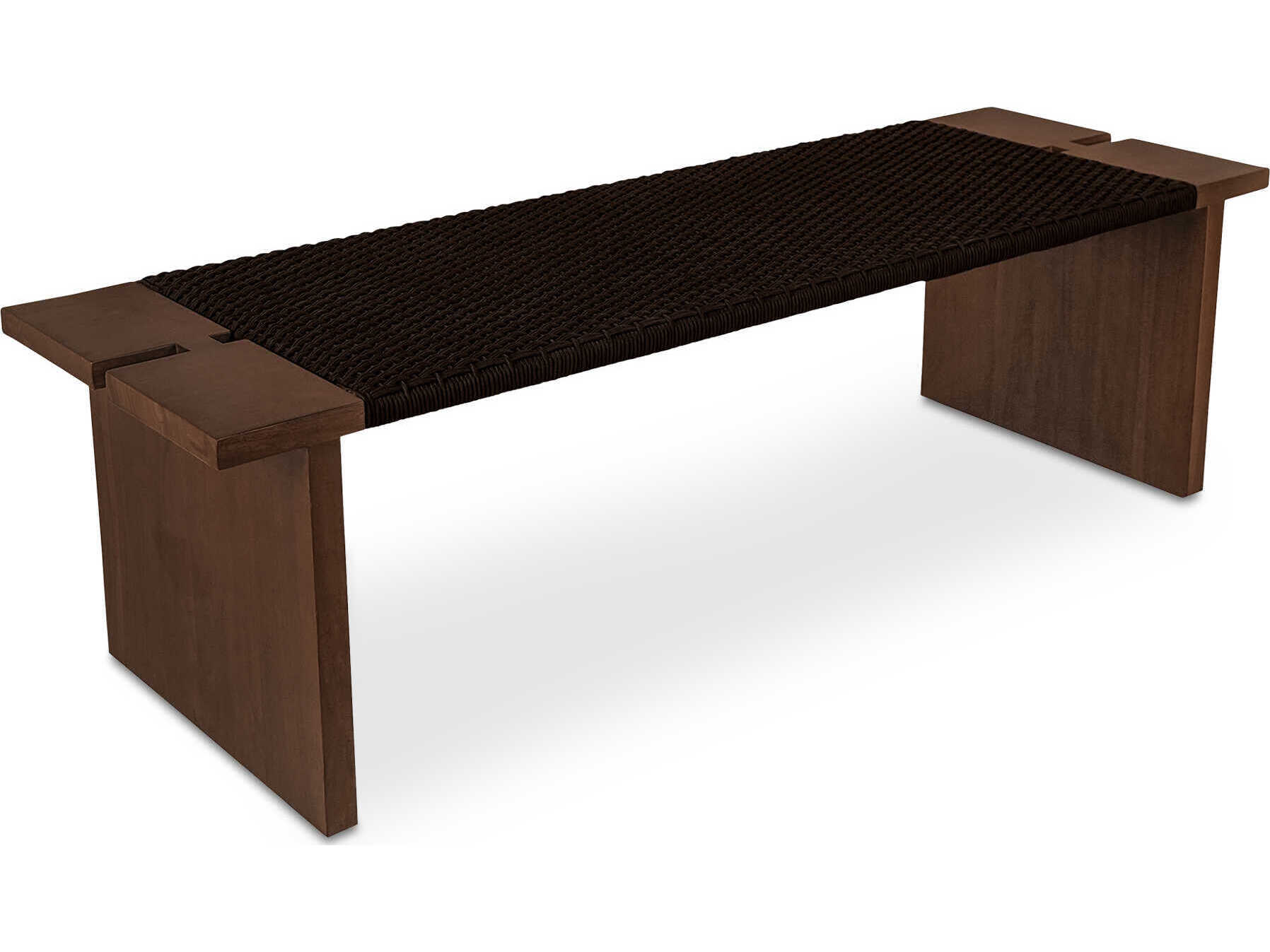 Moe's Home Outdoor Merritt Brown Wicker Wood Bench