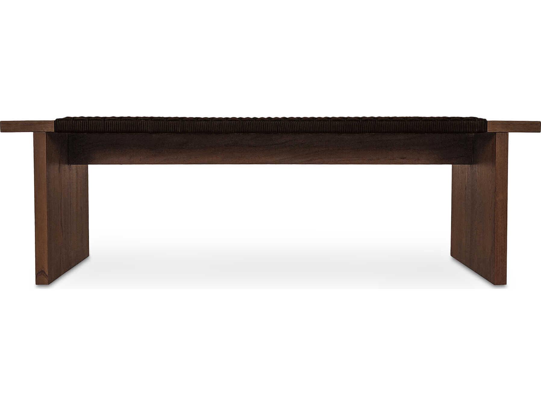 Moe's Home Outdoor Merritt Brown Wicker Wood Bench