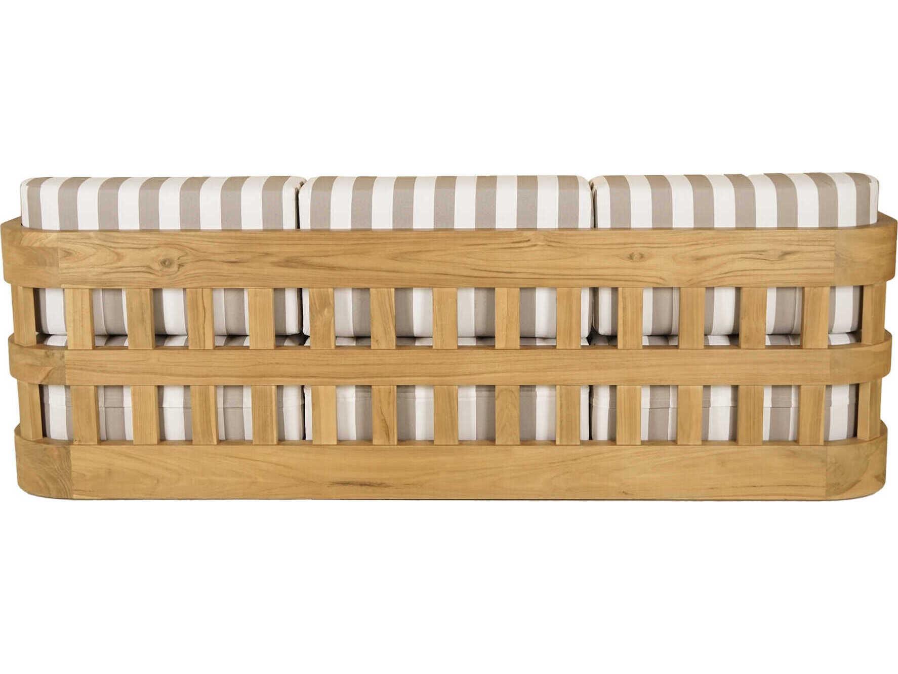 Moe's Home Outdoor Adelaide White Brown Wood Cushion Sofa