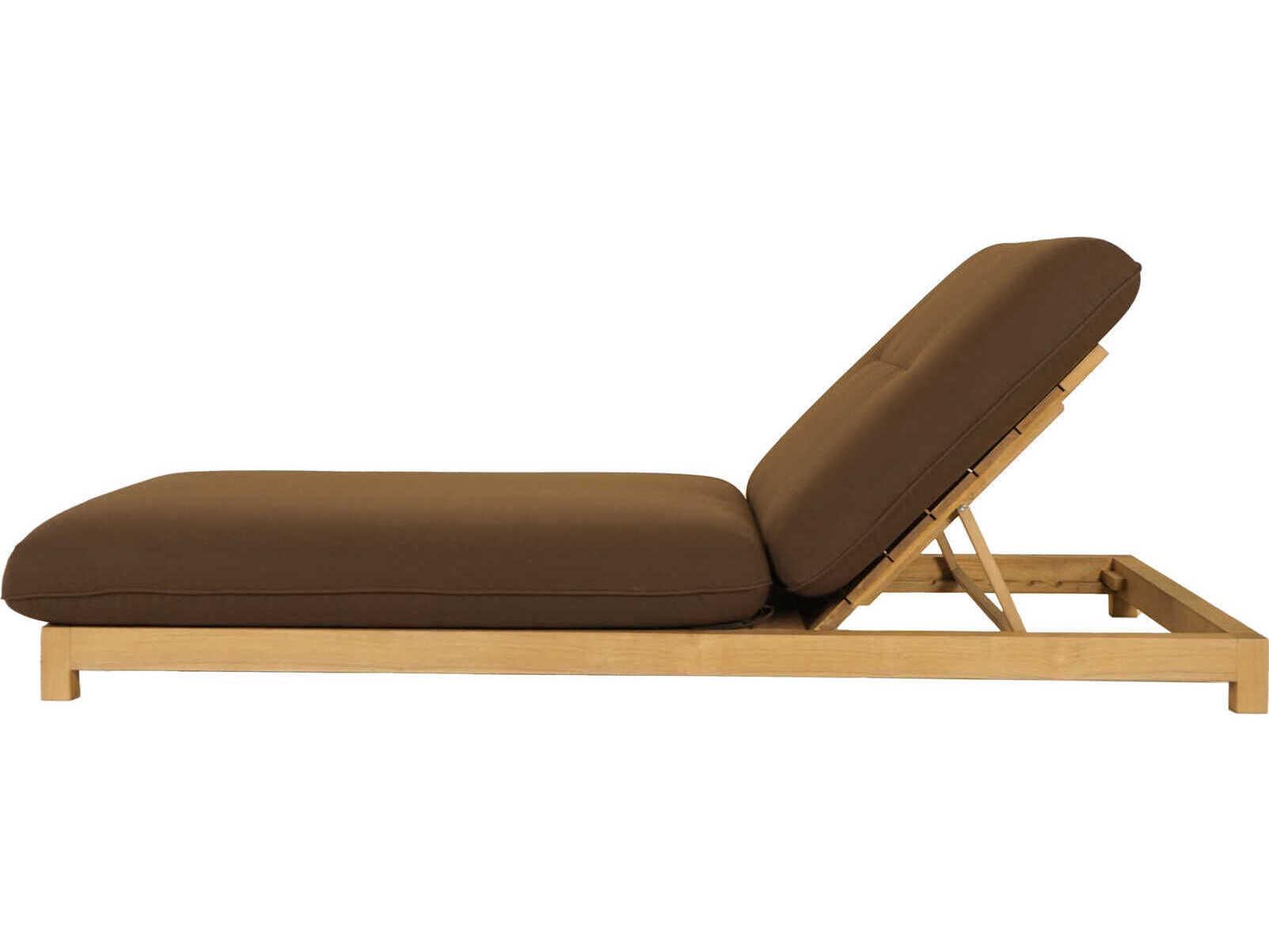 Moe's Home Outdoor Enzo Brown Teak Cushion Chaise Lounge