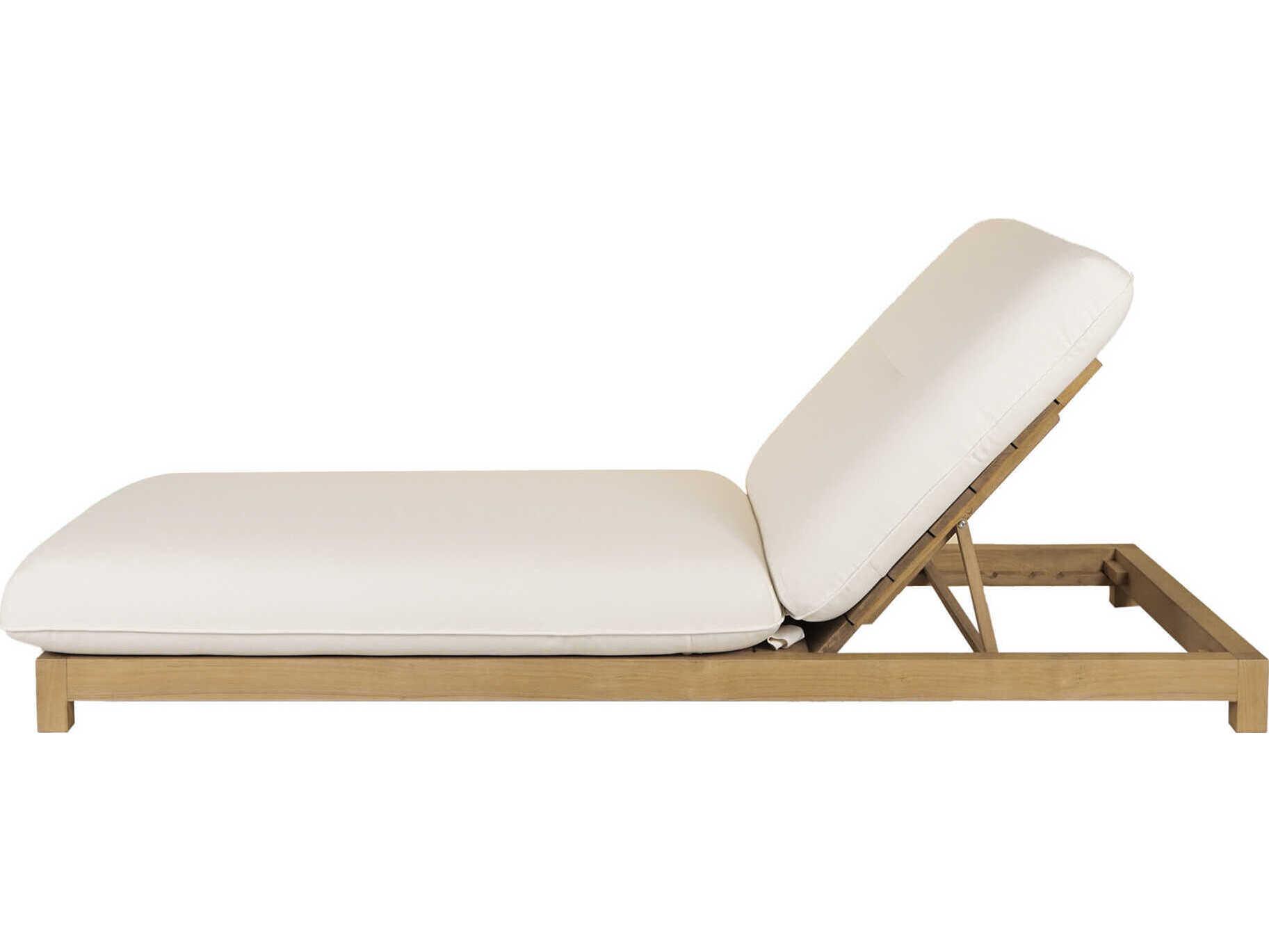 Moe's Home Outdoor Enzo White Teak Cushion Chaise Lounge