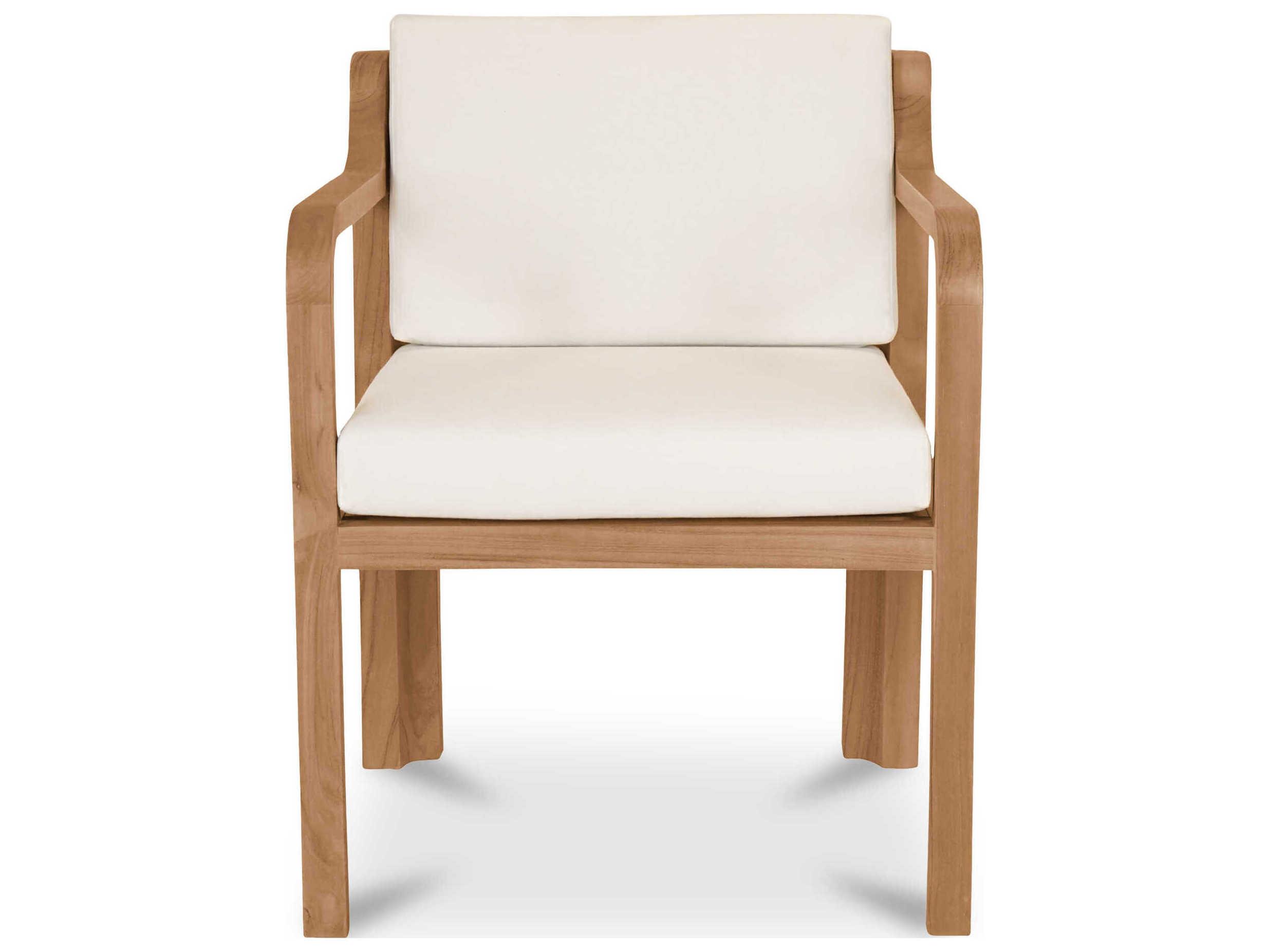Moe's Home Outdoor Nellie Snow White Teak Cushion Dining Chair