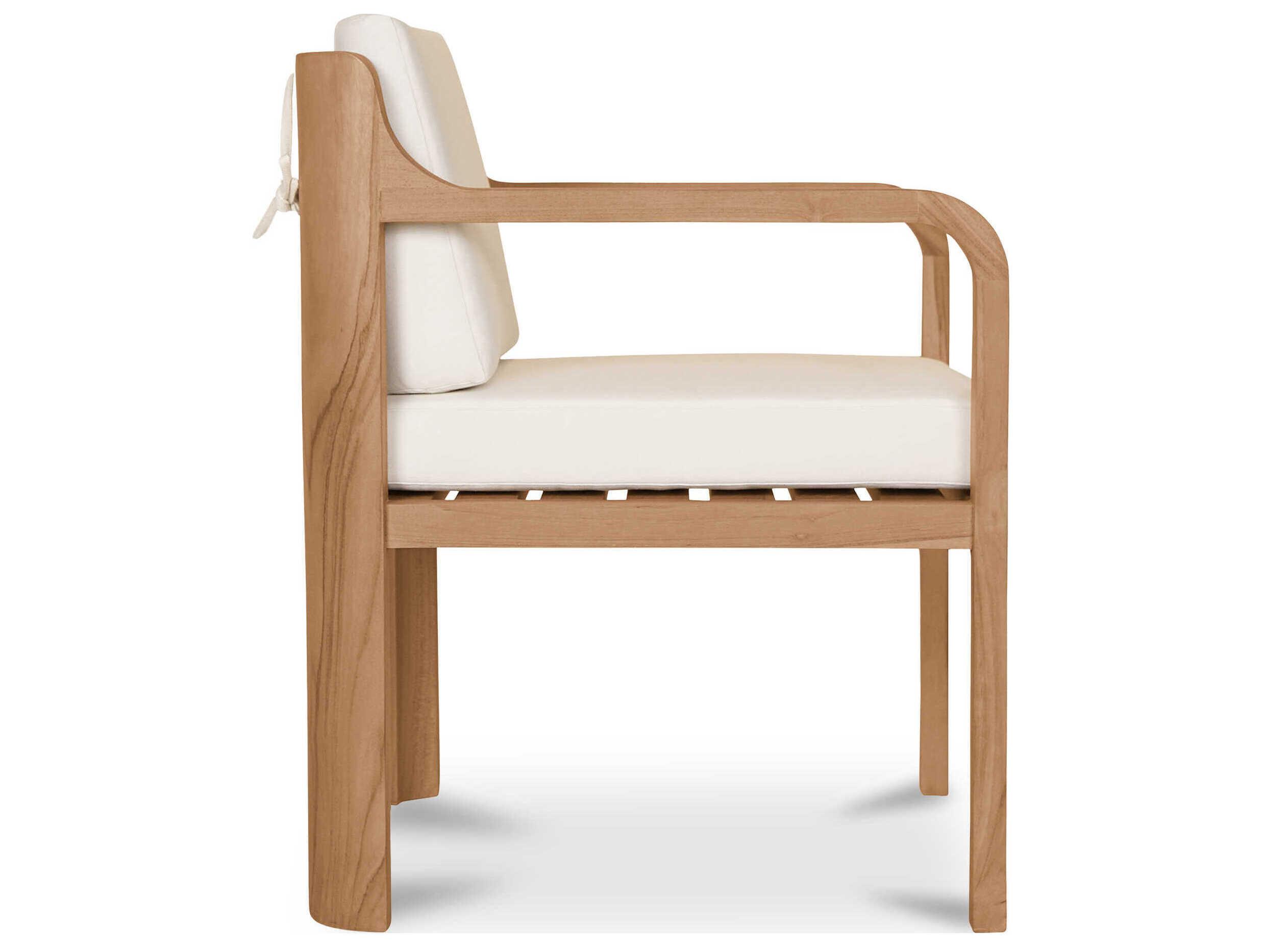 Moe's Home Outdoor Nellie Snow White Teak Cushion Dining Chair