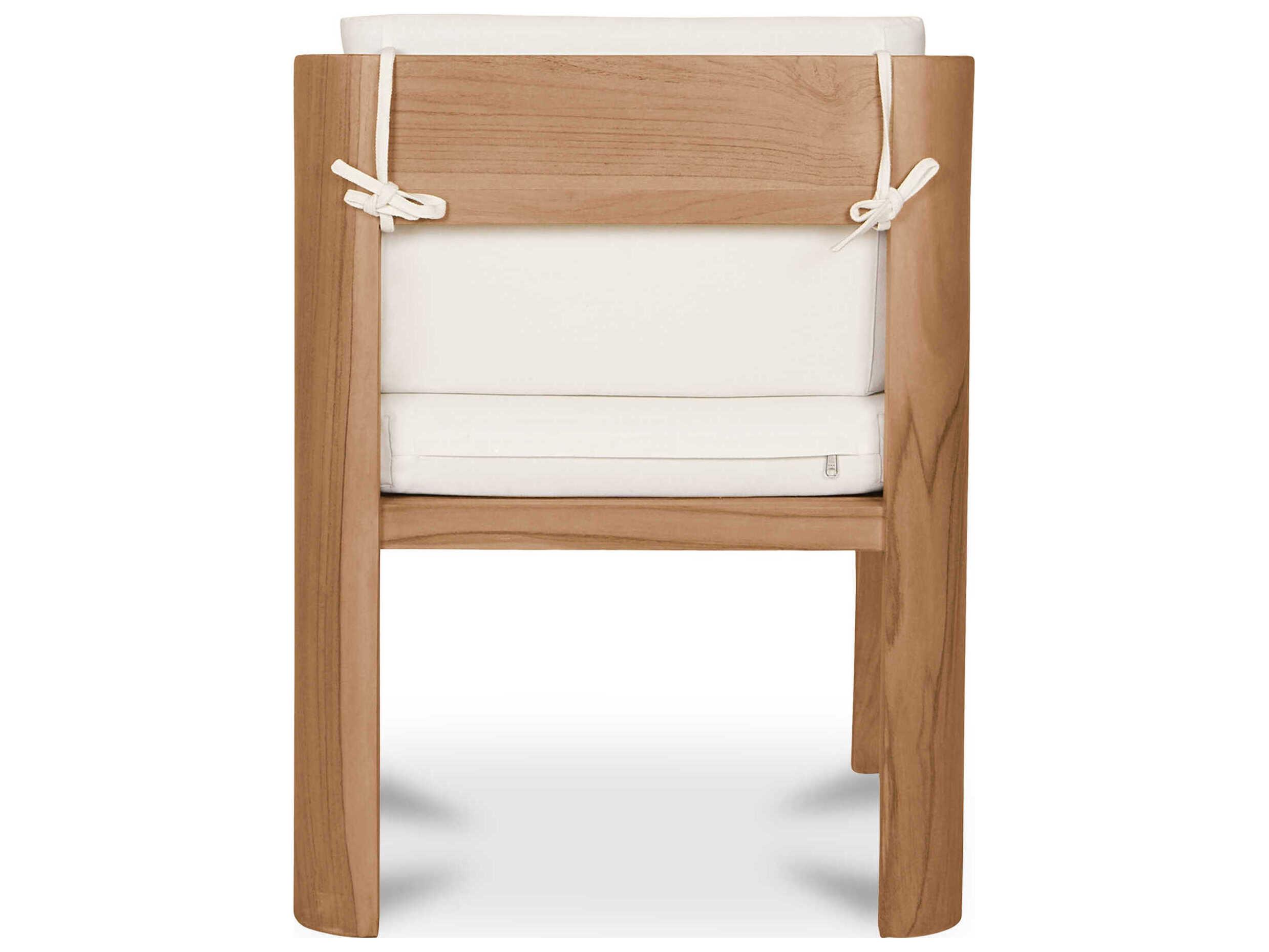 Moe's Home Outdoor Nellie Snow White Teak Cushion Dining Chair