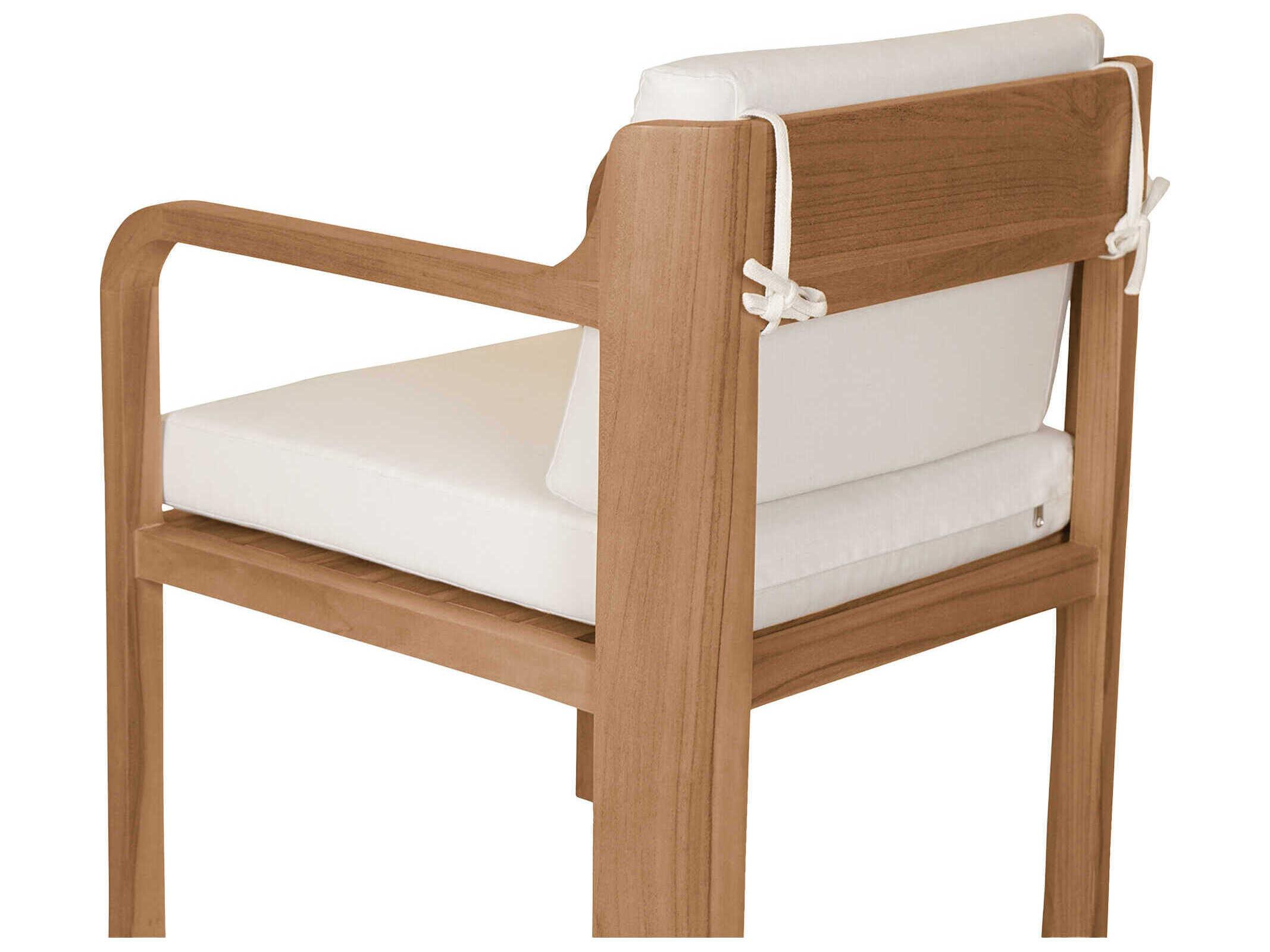 Moe's Home Outdoor Nellie Snow White Teak Cushion Dining Chair