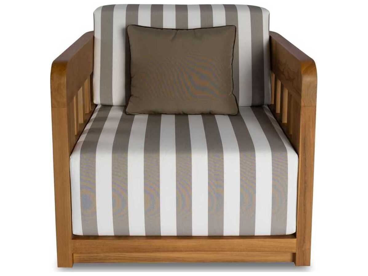 Moe's Home Outdoor Adelaide White - Brown Wood Cushion Lounge Chair