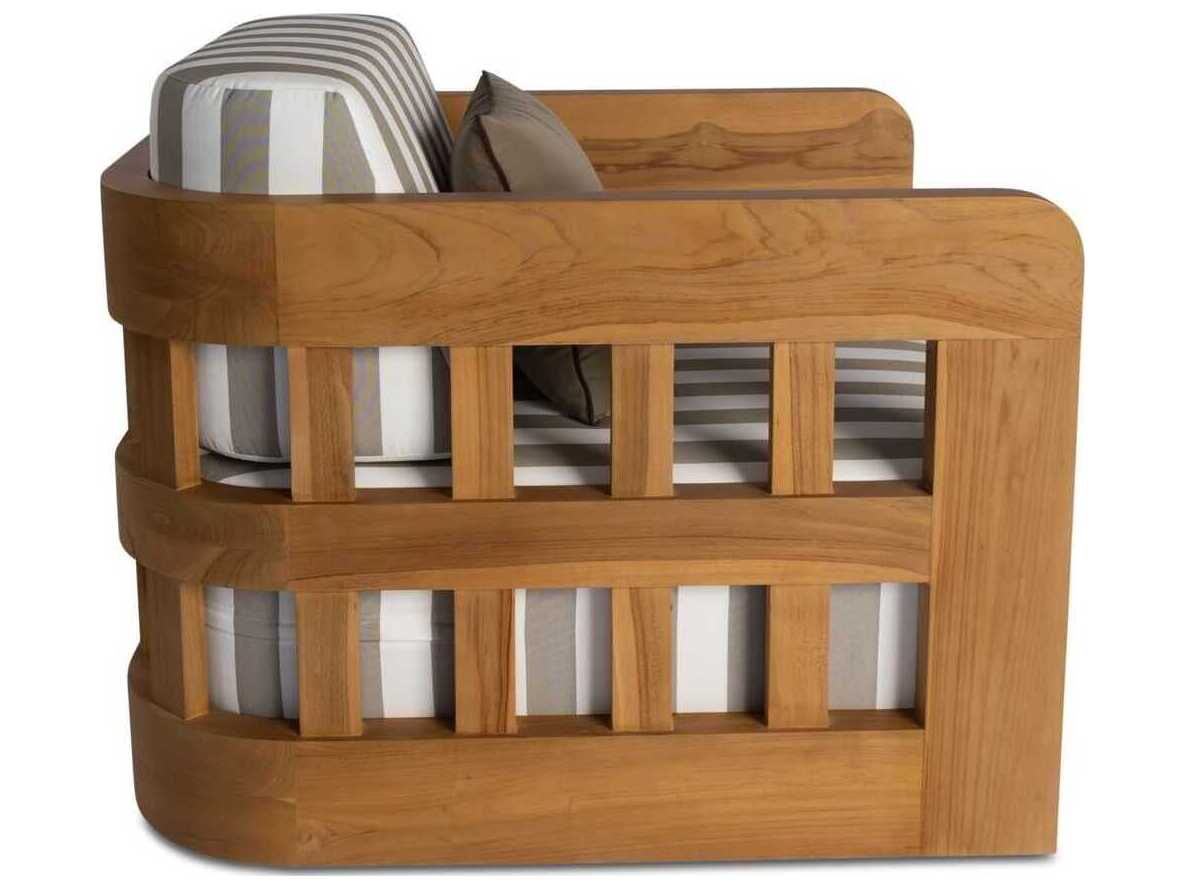 Moe's Home Outdoor Adelaide White - Brown Wood Cushion Lounge Chair