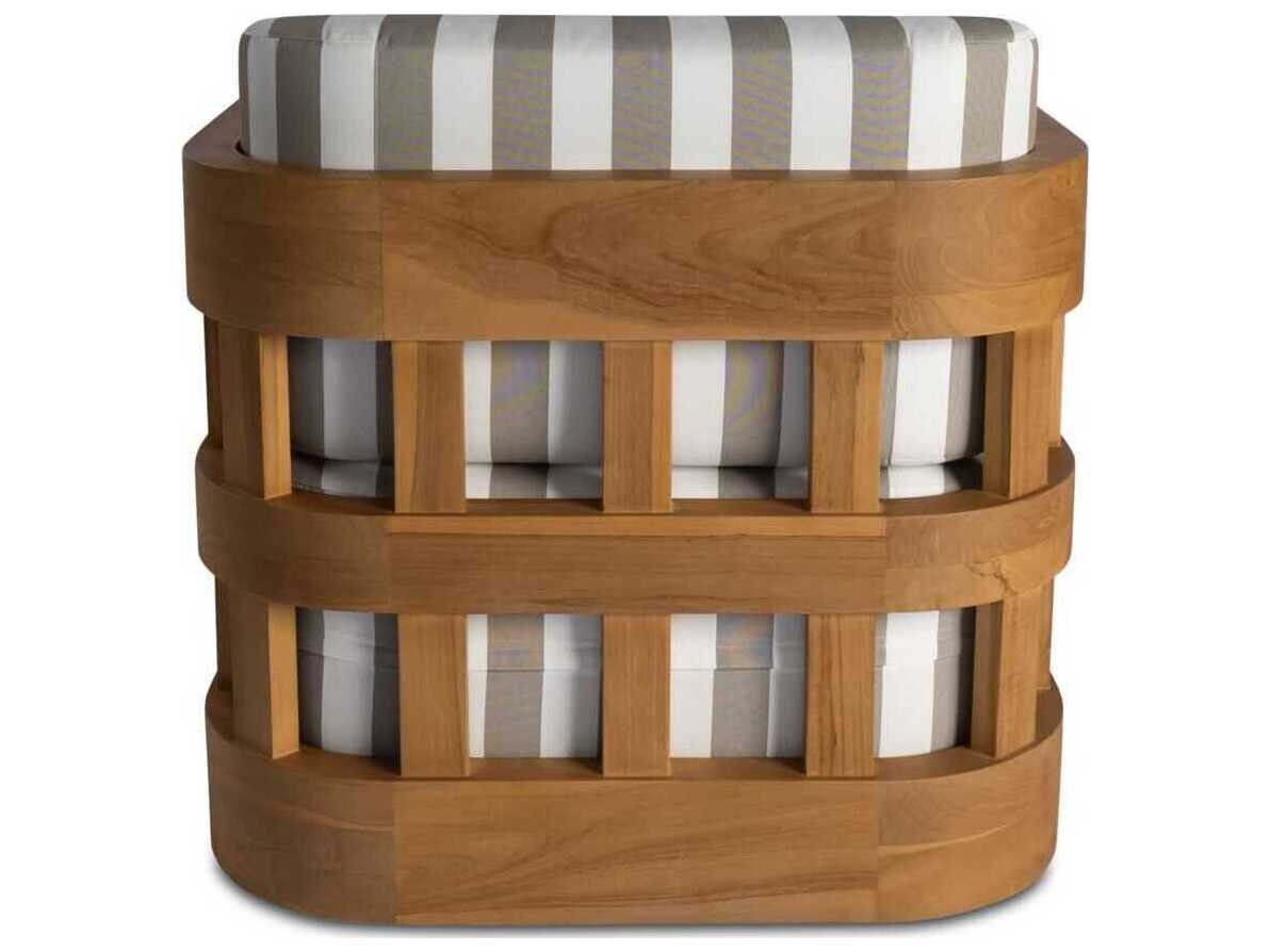 Moe's Home Outdoor Adelaide White - Brown Wood Cushion Lounge Chair