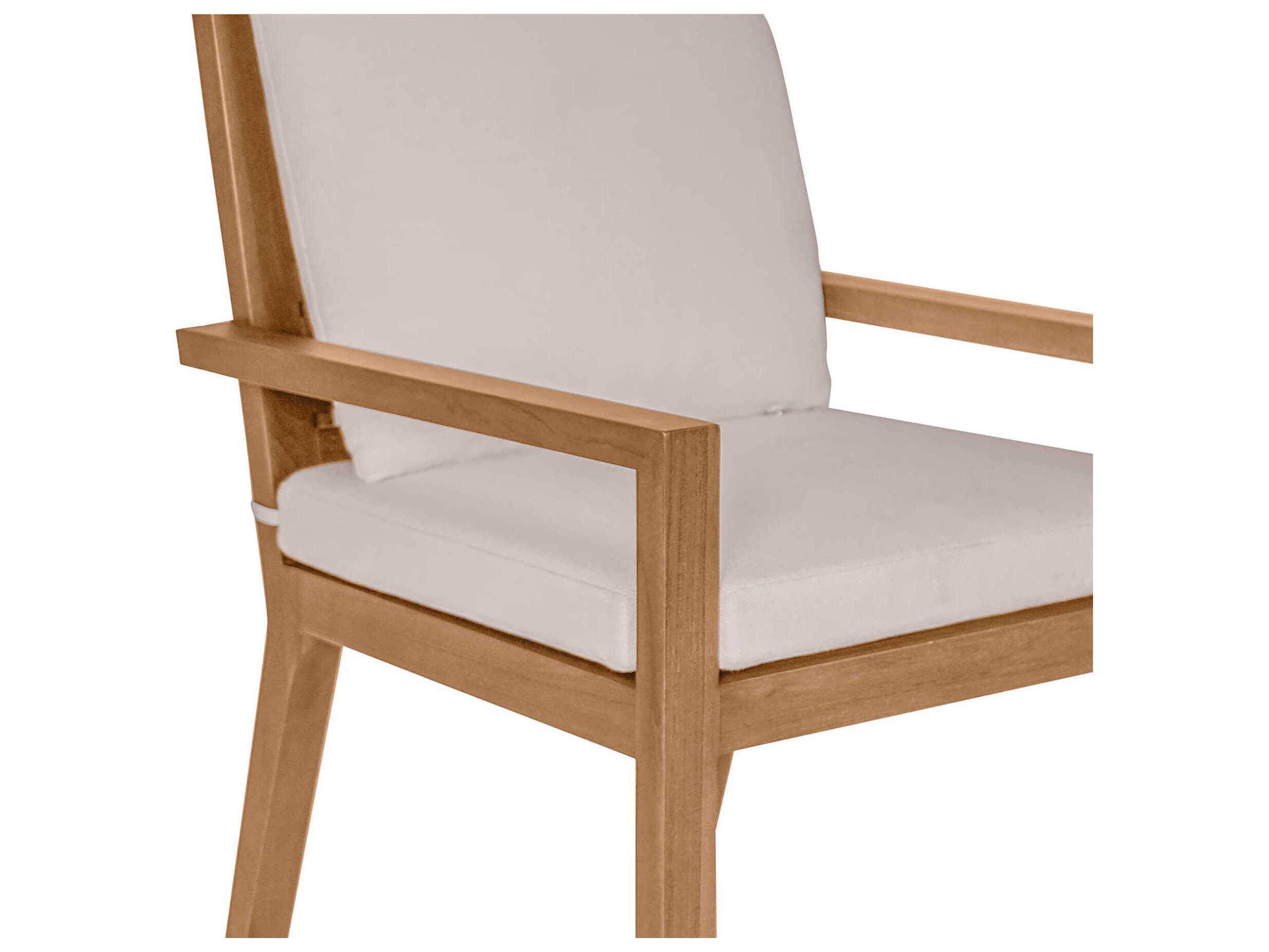 Moe's Home Outdoor Mateo White Teak Cushion Dining Chair