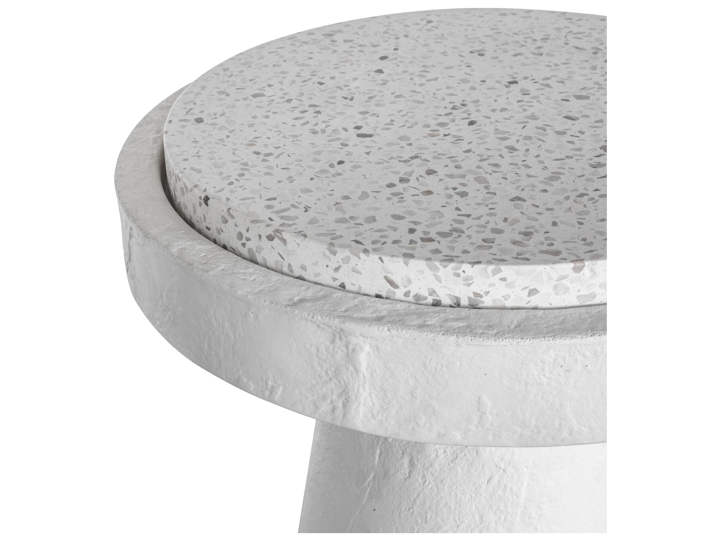 Moe's Home Outdoor Book White Concrete Round End Table